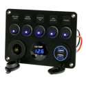 Multifunktionell 12V elpanel med USB-portar och voltmeter